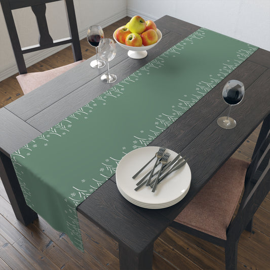 Christmas Themed Green Classy Table Runner - Perfect for Christmas Dinner or Holiday Parties (Cotton, Poly)