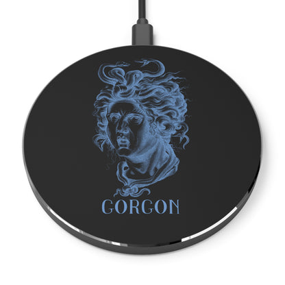 Gorgon Wireless Charger Black - Fast Charging Station, Medusa Design, Unique Tech Decor, Gifts for Her, Home Office Accessories