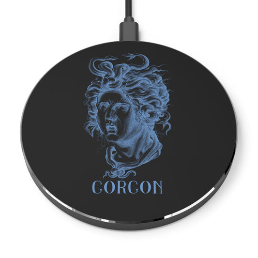 Gorgon Wireless Charger Black - Fast Charging Station, Medusa Design, Unique Tech Decor, Gifts for Her, Home Office Accessories
