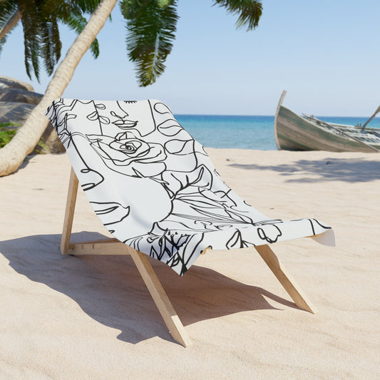 Boho Art Woman's Face Beach Towel - Boho Chic Towel for Summer, Travel, Pool Days, Spa, Gift for Her