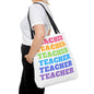 Colorful Teacher Tote Bag, Perfect Gift for Educators, Classroom Essentials, Back to School, Teaching Supplies, Teacher Appreciation