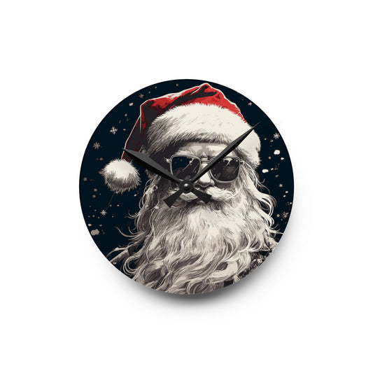 Santa Claus Acrylic Wall Clock, Whimsical Home Decor, Holiday Gift, Christmas Decoration, Santa Wall Art, Unique Timepiece