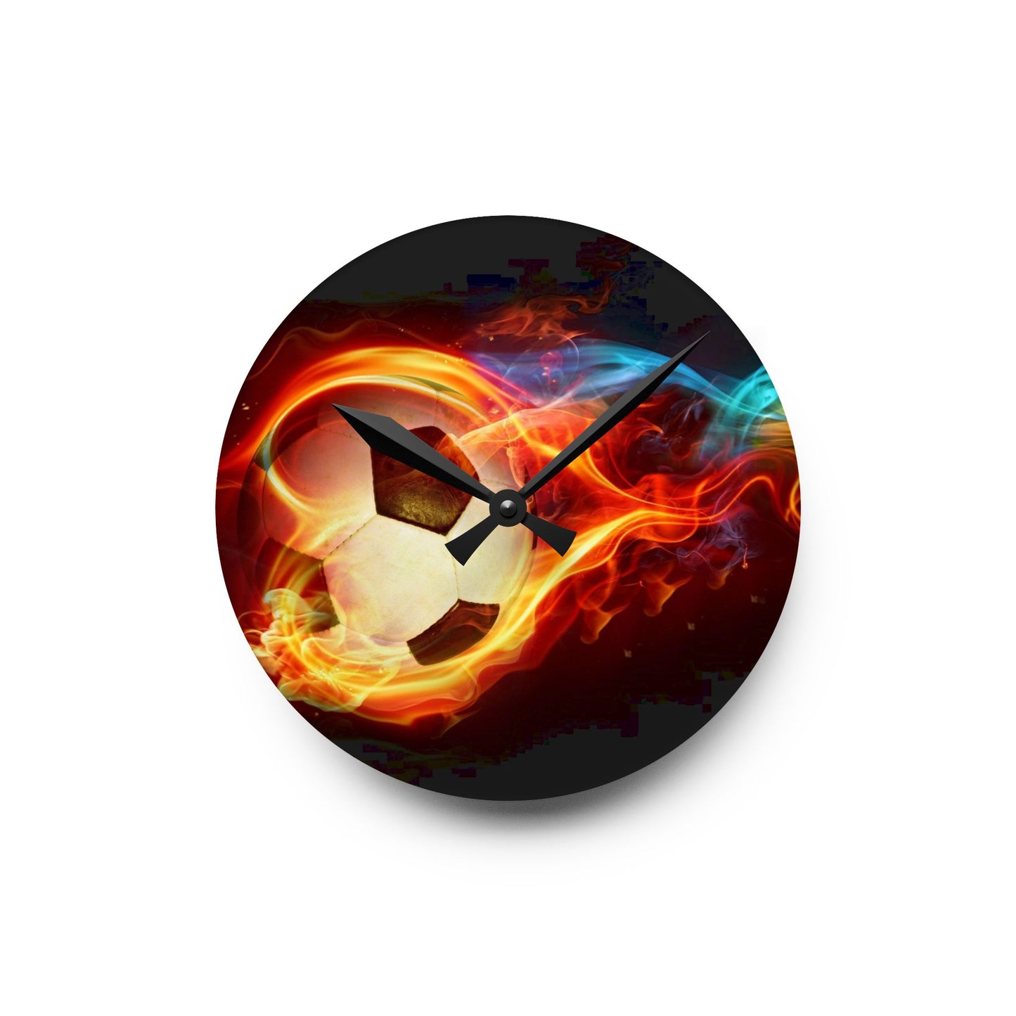 Flaming Soccer Acrylic Wall Clock - Perfect for Sports Fans, Gift for Soccer Lovers, Decorative Wall Art, Kids Room, Game Day Decor