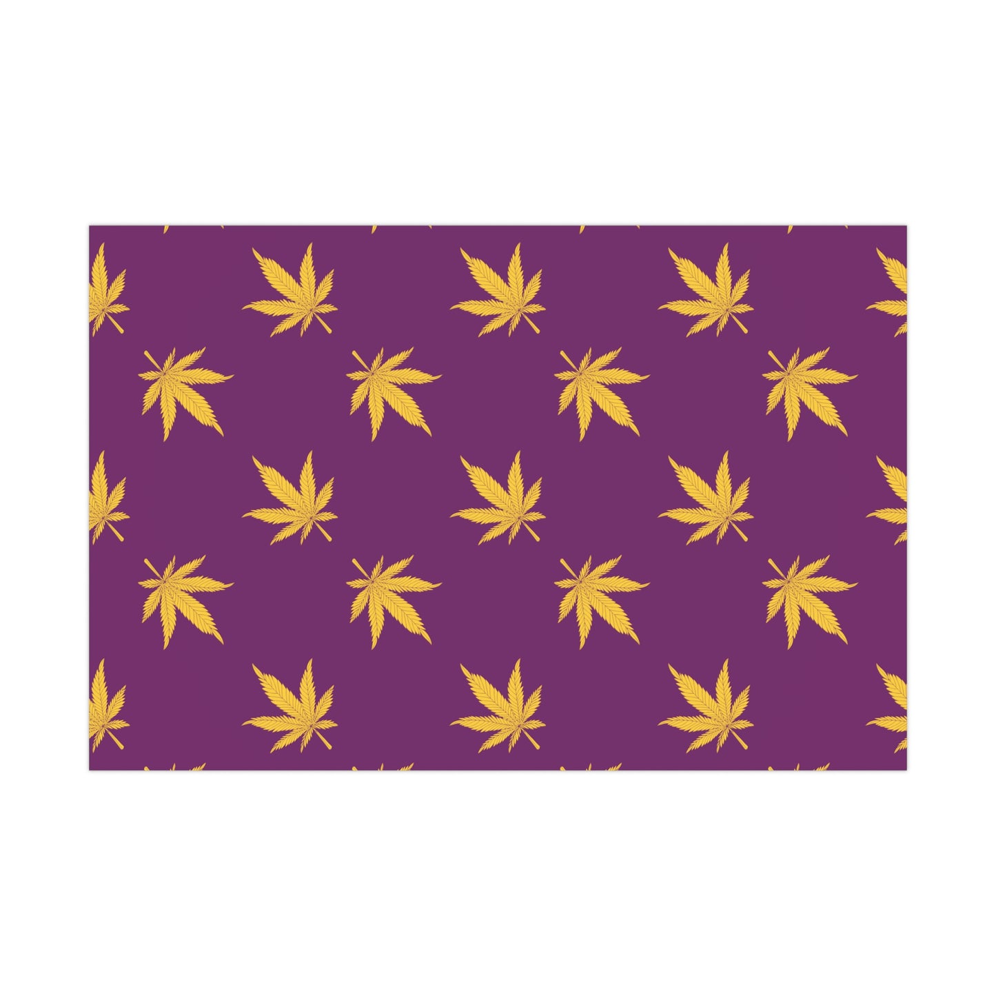 Whimsical Gift Wrap Papers, Eco-Friendly Wrapping, Birthday Gifts, Holiday Decor, Cannabis Theme, Purple & Gold Leaf Design