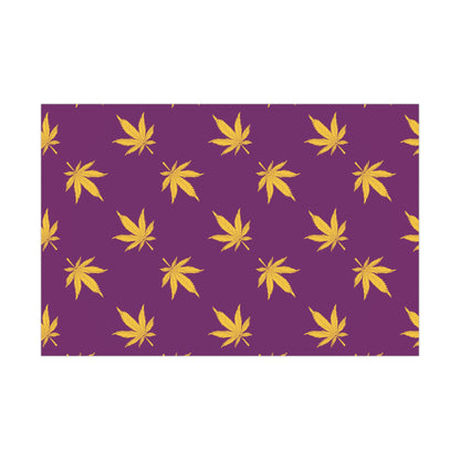 Whimsical Gift Wrap Papers, Eco-Friendly Wrapping, Birthday Gifts, Holiday Decor, Cannabis Theme, Purple & Gold Leaf Design