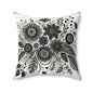 Boho Floral Throw Pillow, Unique Home Decor, Soft Cushion for Living Room, Gifts for Her, Black and White Design