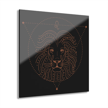 Leo Zodiac Modern Acrylic Print Wall Art, Lion Decor, Animal Lovers Gift, Elegant Home Décor, Unique Artwork for Birthdays, Housewarming