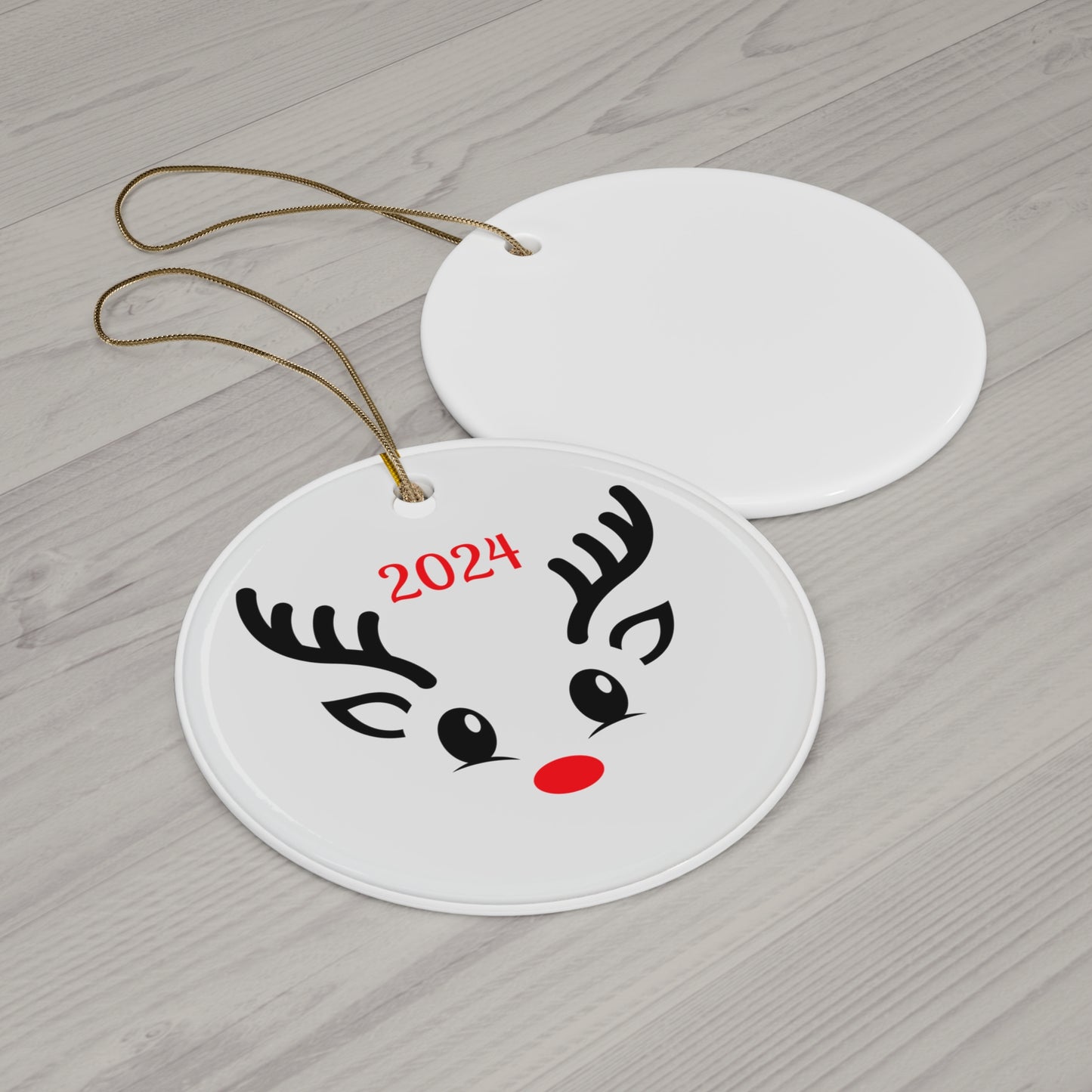 Reindeer Face Ceramic Ornament, Holiday Decor, Christmas Keepsake, Personalized Decoration, Winter Gifts, 2024 Ornament