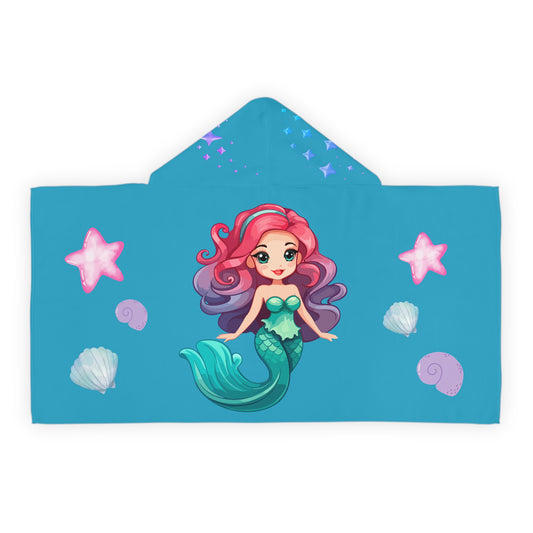 Mermaid Ocean Vibes Youth Hooded Towel, Fun Beach Towel, Perfect for Pool Days, Kids Gift, Mermaid, Sea Creature Theme