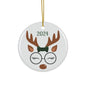 2024 Nerdy Girl Reindeer Ceramic Ornament, Cute Holiday Decoration, Christmas Tree Decor, Personalized Gift, Unique Keepsake
