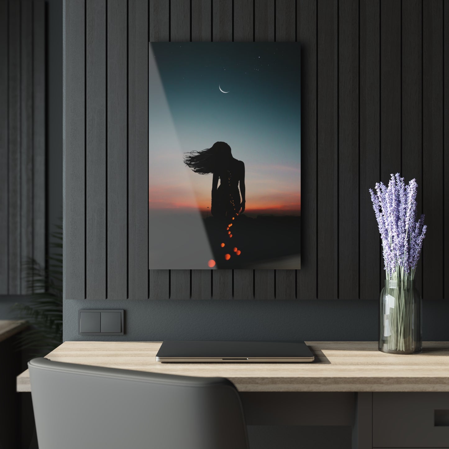 Moon Goddess Dreamy Sunset Acrylic Print - Ideal for Home Decor, Wall Art, Gift for Her, Modern Art, Gallery Style