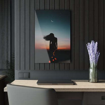 Moon Goddess Dreamy Sunset Acrylic Print - Ideal for Home Decor, Wall Art, Gift for Her, Modern Art, Gallery Style
