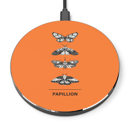 Artistic Wireless Charger Orange - Moth Design, Fast Charge Pad, Unique Home Decor, Gift for Nature Lovers, Eco-FriendlyTech