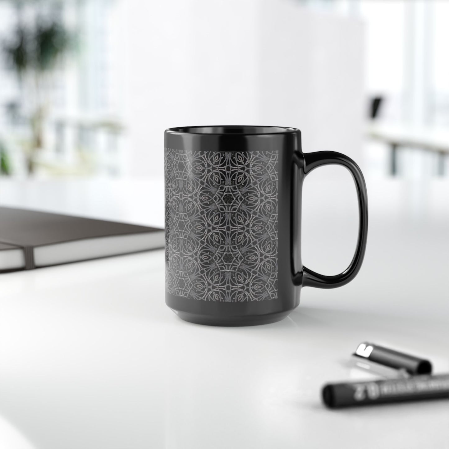 Elegant Black Mug, 15oz - Unique Coffee Cup for Tea Lovers, Stylish Home Decor, Perfect Gift for Friends & Family, Modern Design