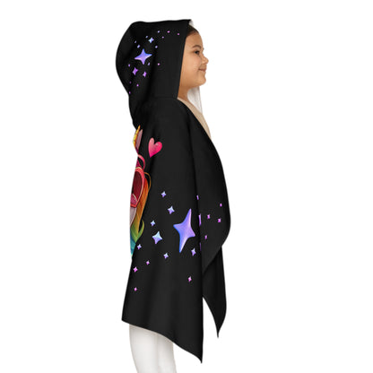 Unicorn Youth Hooded Towel, Cute Bath Towel, Kids Swim Towel, Rainbow Gifts, Toddler Waterwear, Cute Animal Towel - Black