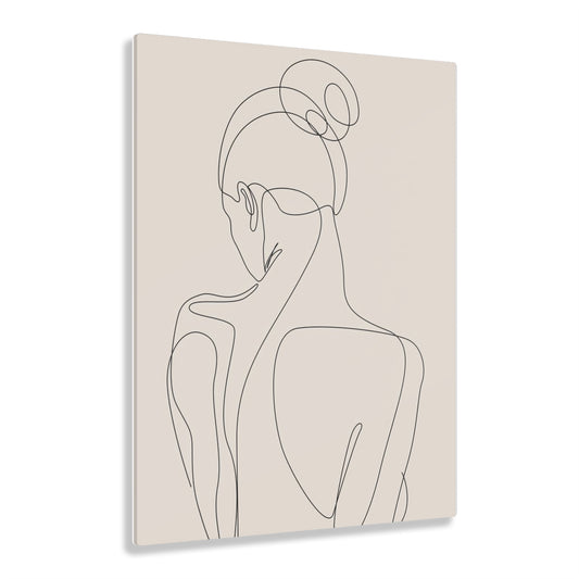 Boho Woman Silhouette - Minimalist Acrylic Print Art, Modern Home Decor, Line Art Wall Art, Contemporary Artwork, Stylish Living Room Accent