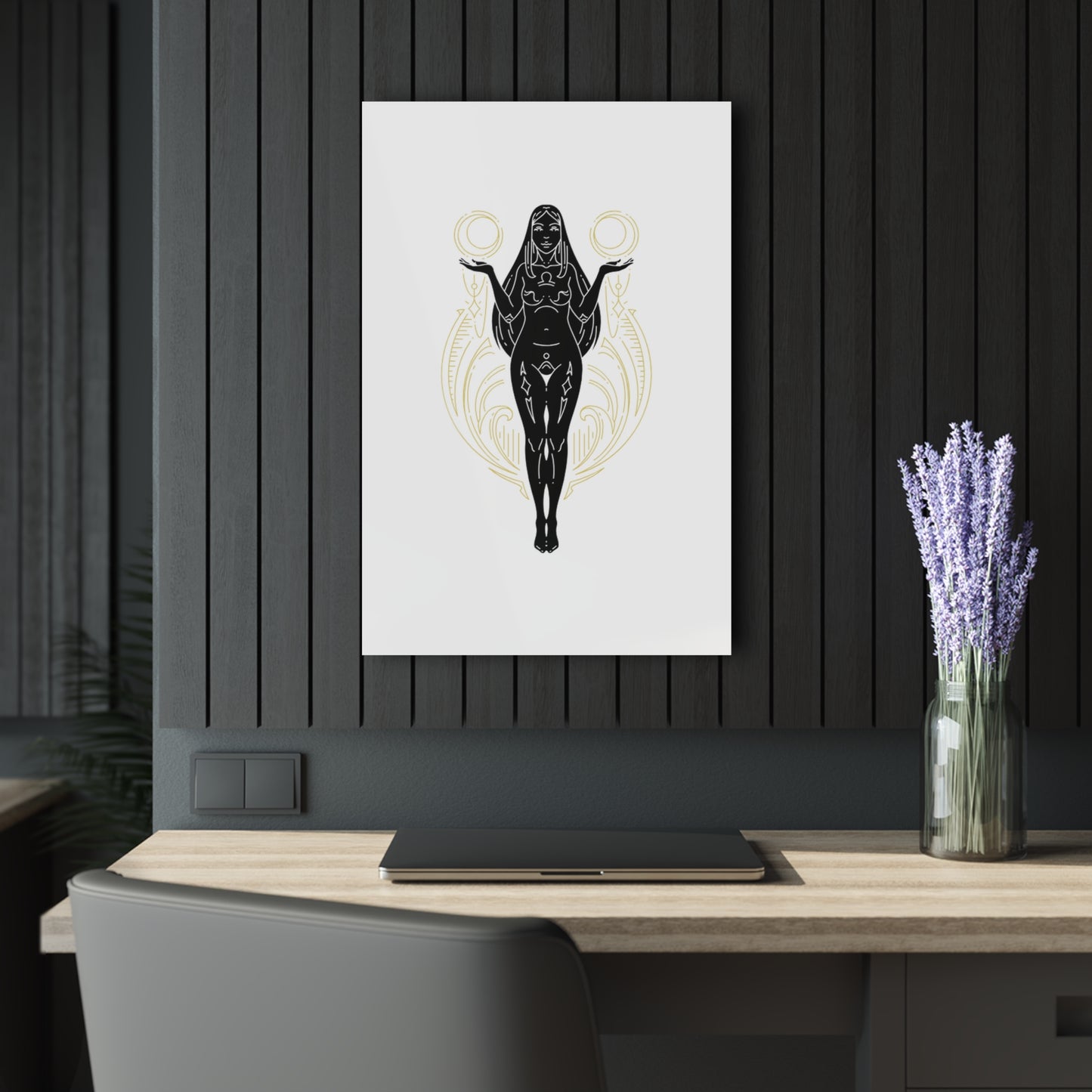 Libra Zodiac Divine Feminine Acrylic Wall Art Print - Acrylic Wall Art, French Cleat Hanging Decor, Horoscope Home Decor, Astrology Wall