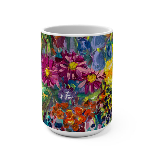 Vibrant Floral 15oz Mug | Colorful Flower Design Coffee Mug, Art Lover Gift, Home Decor, Mother's Day Gift, Nature Lover's Mug