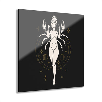 Cancer Zodiac Devine Femine Astrological Acrylic Art Print - Zodiac Decor, Wall Art, Home Office Gift, Astrology Wall Hanging