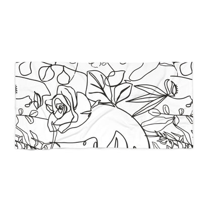 Boho Art Woman's Face Beach Towel - Boho Chic Towel for Summer, Travel, Pool Days, Spa, Gift for Her