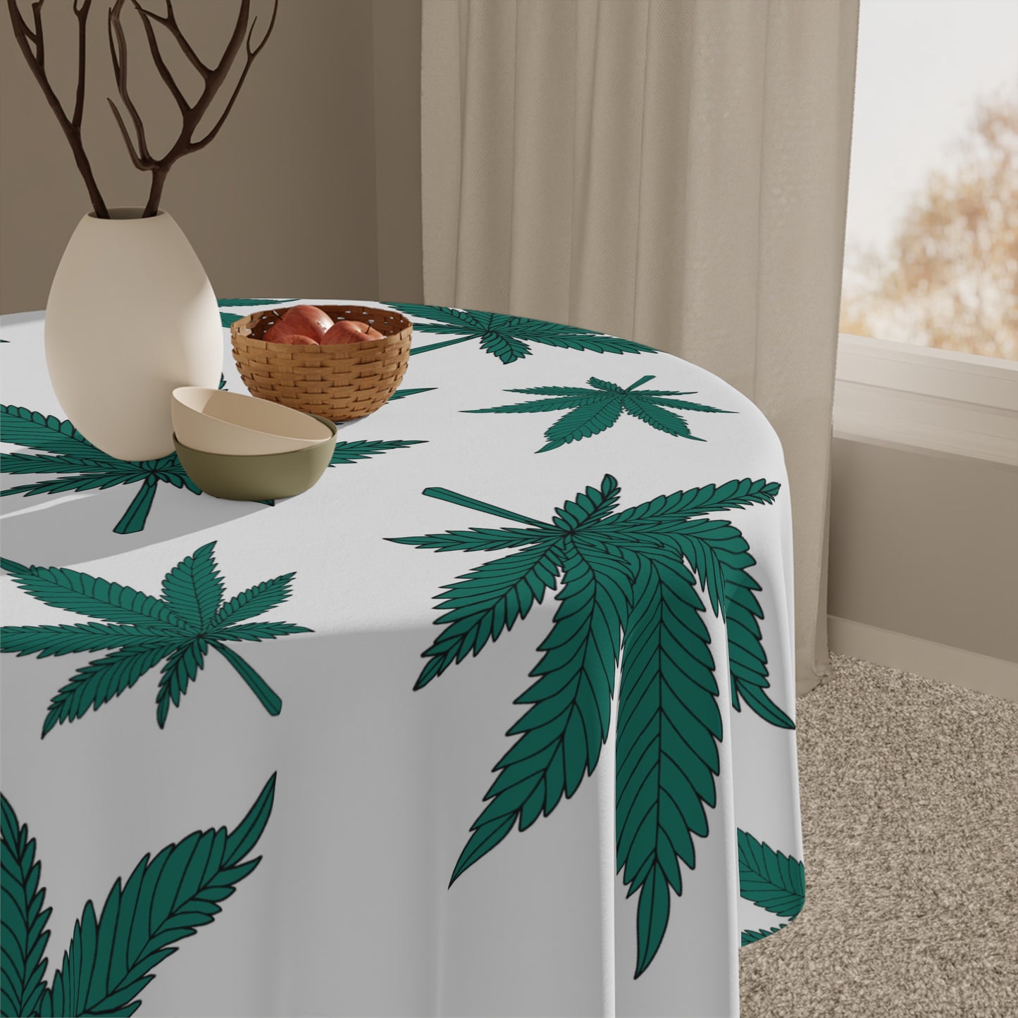 Cannabis Leaf Tablecloth, Boho Home Decor, Kitchen Dining, Party Accessory, Eco-Friendly Table Cover, Gifts for Her