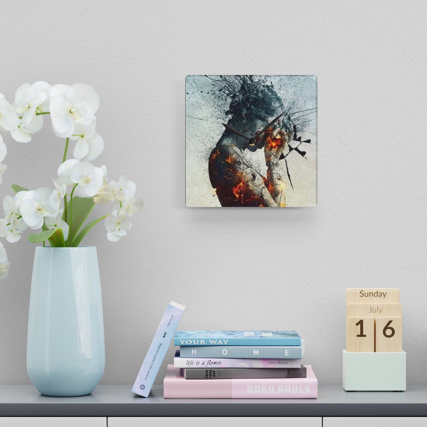 Introspection Artistic Acrylic Wall Clock, Modern Home Decor, Unique Gift for Art Lovers,  Timeless Style, Motivational Wall Decor