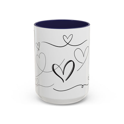 Charming Heart Design Coffee Mug, Sweet Gift for Valentine's Day, Cute Office Mug, Love Themed Drinkware, Cozy Morning Vibes