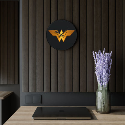 Wonder Woman Acrylic Wall Clock, Superhero Decor, Gift for Her, Unique Wall Art, Home Decor